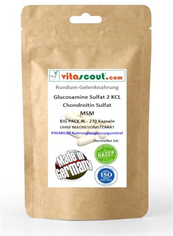 MSM & Glucosamin Sulfat mit Chondroitin – Hochdosierte Gelenknahrung – 270 Kapseln