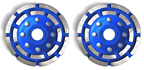 2 Stück QUANTEX Diamant-Schleiftopf 115mm. Diamant-Schleifscheibe doppelreihig mit 22,23mm Standardbohrung geeignet für alle Winkelschleifer, Betonfräse etc. Universal für Beton, Naturstein, Estrich