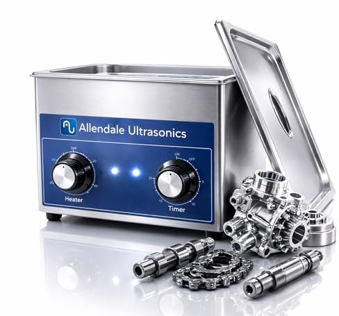 Allendale 3L Ultrasonic Cleaner 100W, Stainless Steel, Heater & Dial Timer | 20-80°C dial controls, 0-20 min timer, For carburettors, jewellery & watches, Non-slip feet, UK-designed, 15+ years brand
