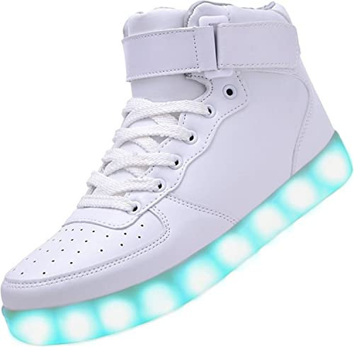 Padgene Damen Herren LED Leuchten Schuhe Unisex High Top Leuchtende Blinkende Turnschuhe USB Aufladen Schnürer Paare Schuhe