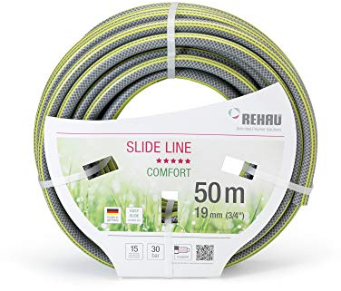 REHAU Gartenschlauch Slide LINE 3/4 Zoll 50m: sehr gleitfähig damit schmutzabweisend + Abriebfest, umweltfreundlich + schadstofffrei,