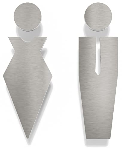 Edelstahl WC-Schilder Set - selbstklebend & pflegeleicht - Design Toiletten-Schilder ST-01-E