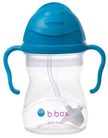 b.box Trinklernbecher Für Jeden Winkel | Flip-Top, Schwerer Strohhalm, Griff, Auslaufsicher | BPA-Frei & für Spülmaschine | Ab 6 M | 240 ml, Kobalt (Matte Lid)