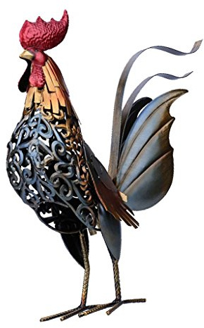 PETSOLA Metal Cockerel Garden Ornament Animal Patio Ornaments Indoor Outdoor Gift