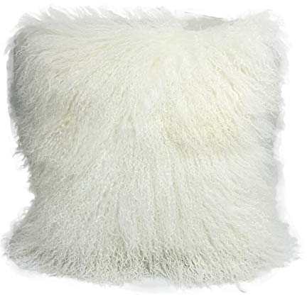 Funda de cojín decorativa de piel de cordero tibetano de lujo, para sofá, sala de estar (blanco, 50,8 x 50,8 cm)