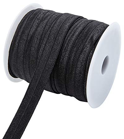BENECREAT 33 Yard/30m 15mm breiter schwarzer Foldover Elastic Stretch FOE Elastic Ribbon für Haargummis Haarbänder Bogen