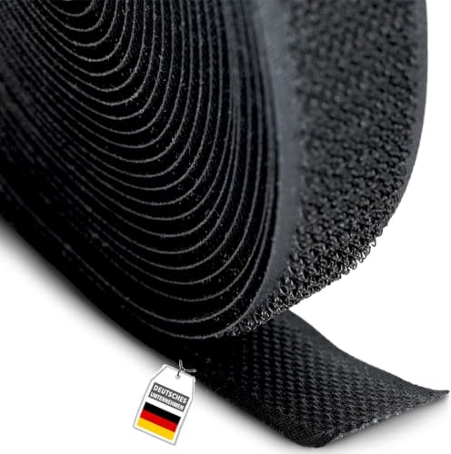 FrogJim 5m Hakenband zum Nähen und Basteln schwarz 20mm breit - 5 m Rolle Klettband nur Haken 20 mm nicht klebend KRNSH5