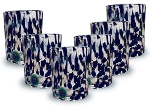 Gocce di Murano 6 verres à eau travaillés selon la tradition des artisans de Murano, verre soufflé et travaillé à la main - Verres à eau élégants et précieux