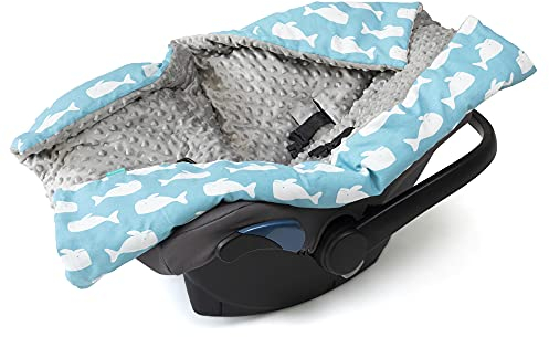 Navaris Einschlagdecke für Babyschale - universal Baby Decke für u.a. Maxi Cosi Römer Cybex Autositz - Kinderwagen Fußsack - Decke Wal Design
