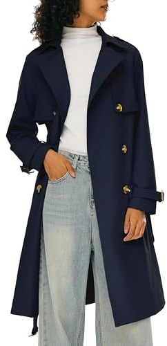 OROLAY Trench Lungo da Donna con Cintura Trench Leggero Doppiopetto con Spolverino