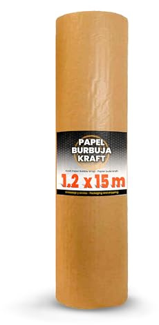Rouleau de papier bulle kraft 120 cm x 15 m | Protecteur d'emballage avec rembourrage d'air | Idéal pour les déménagements, le stockage et l'expédition | Papier kraft avec bulles pour emballage sûr