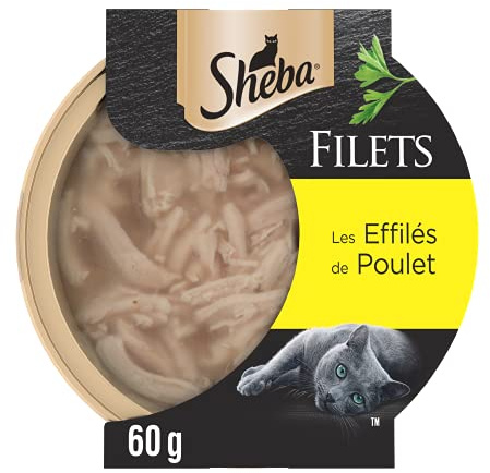 SHEBA Filets Nourriture pour Chat Adulte au Poulet en Sauce, 32 barquettes de 60 g