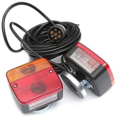 Kit Fanali Posteriore Magnetico Per Rimorchio Carrelli Roulotte Trattore Cavo 7.5m Connettore 7 Poli E11