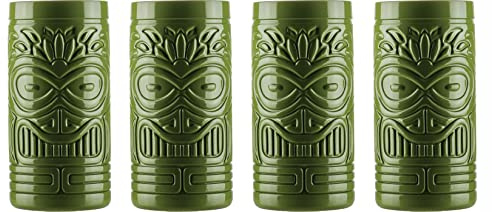 Topkapi Tiki Cocktailgläser Becher Set Bora – 4 Stück XL ~490 ml (Green)