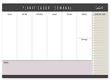 Casterli - Planificador semanal A3 de sobremesa. Organizador y planning de escritorio semanal, 56 hojas