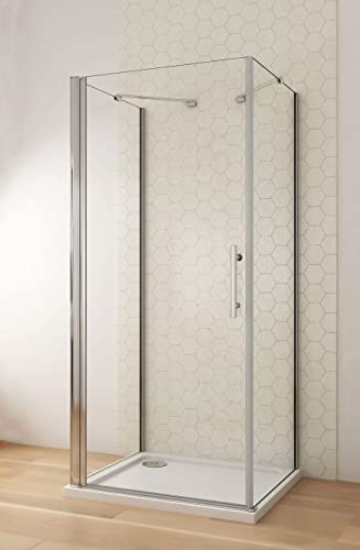 Aica Sanitär U-FORM Duschkabine 90x90x90cm Duschabtrennung U-Kabine Dusche Duschtür 6mm Nano Glas Drehtür H195cm