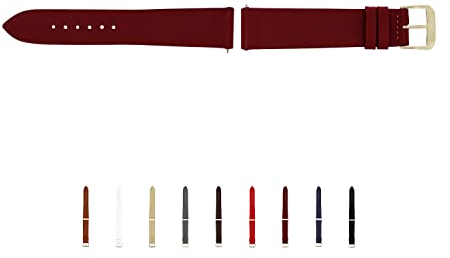 SELVA Uhrenarmband, 14-24 mm, Leder, zum Wechseln, Ersatzarmband für Smartwatch, Made in Germany, Größe:14 mm, Farbe:Bordeaux mit silberner Schließe