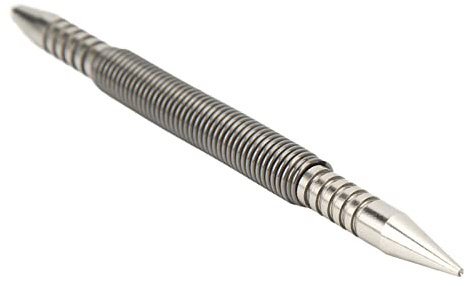 Double Head Spring Carbon Steel Dual Head Center Punch Set, 3/16in and 1/16in Heads for Wood Metal Glass, Portable Compact Design, 3500PSI Impact