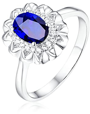 KnSam Echtschmuck Hochzeitsring 750 Weißgold, Diamantring 1ct Topas Blumen Trauringe mit Ovalschliff Partnerringe Gr.63 (20.1)