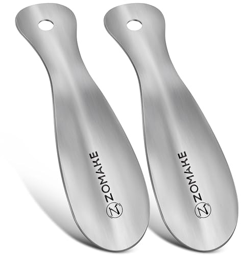 ZOMAKE Calzascarpe Metallo, 19 cm Calza Scarpe Corto Calzante Per Scarpe Piccolo da Viaggio, Shoe Horn Portatile per Uomini Donne Bambini (2 Pezzi)