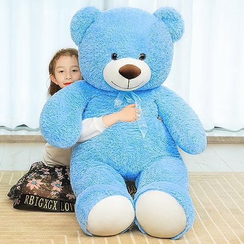 SNOWOLF Teddybär, niedliches Stofftier, Plüschtier, 130 cm, großer Bär, Kuschelpuppe, Geschenk für Kinder, Jungen, Mädchen, Geburtstag, Weihnachten, Valentinstag (1,3 m, Blau)