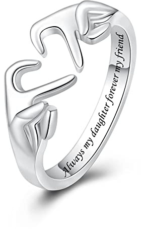 BEILIN 925 Sterling Silver Thumb Rings for Women - Claddagh Jewelry Always My Daughter Forever My Friend Ring for Daughter Gifts, Metal, Cubic Zirconia
