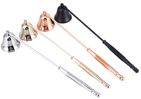 Peukerty 4 Stück Vintage Metall Glockenform Kerzenlöscher Griff Bankett Kerze Feuerlöscher Kerze Hochzeit Wohnaccessoires
