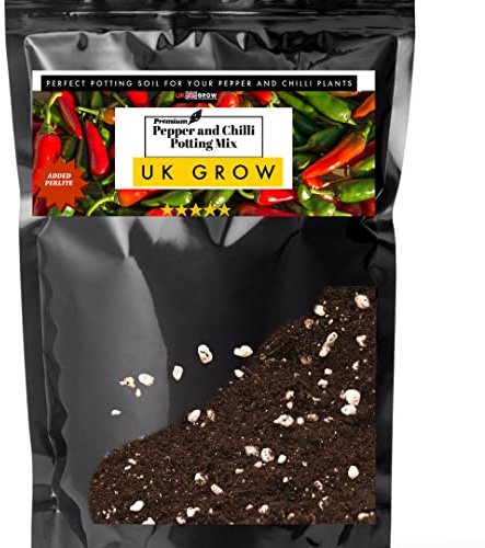 UK GROW - 10L - BAGGED- Specialised Soil for Growing Chilli and Pepper Plants : Boosted Harvests with UK GROW Formula (Bagged, 10L)