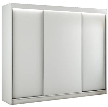 Margaret Hadas24 Kleiderschrank Saturn 250 cm, Organizer, Mehrzweckschrank, Schwebetürenschrank, Garderobenschrank, Kleiderstange, Kleiderständer, Flurschrank, Schrank, 3-türig, weiß