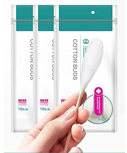 Bolesen Tampone di cotone sterile usa e getta 100% sgrassante in cotone medico con manico in bambù e cotone ad alto assorbimento