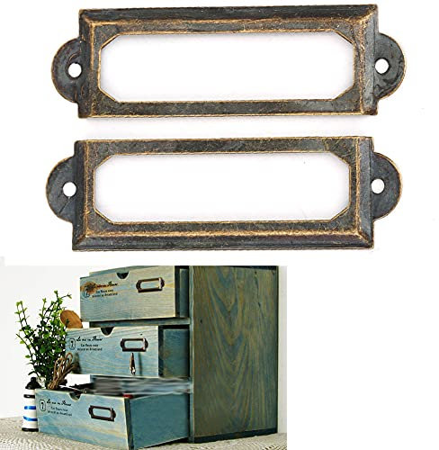 Schubladenhalter aus Metall, 20 Stück, Schubladen-Marken-Studenten, DIY-Retro-Schubladenschilder, Notiz-Zubehör (Bronze)