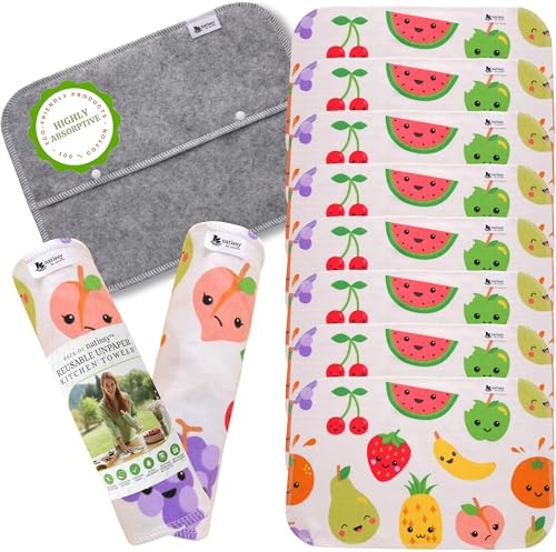 Wiederverwendbare Küchenrolle aus Baumwolle, 10 Stück waschbare Küchenrolle waschbar MADE IN EU; mehrveg wiederverwendbare Küchenpapier aus Stoff; nachhaltige Küchentücher; Reusable Kitchen Towels
