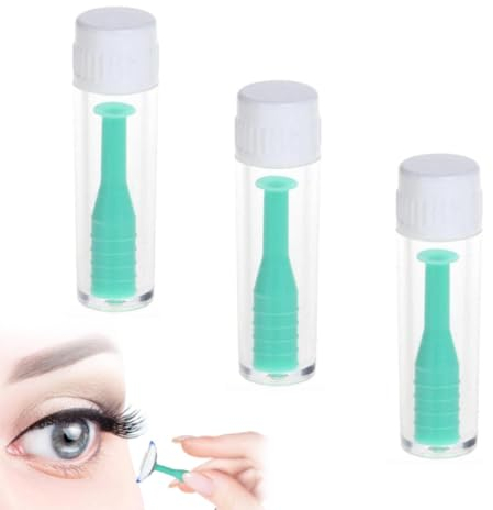 Kontaktlinsen Sauger, Silikon Kontaktlinsen Entferner, 3 Stück Kontaktlinsen Einsetzhilfe Kontaktlinsensauger mit Flasche für Harte Linsen