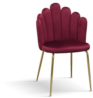 PAZZO DESIGN Stuhl Sissi, Set mit 4 Stühlen, Bordeaux, Samtstühle, Küchenstühle, Esszimmerstühle, Metallbeine Gold - id_2037