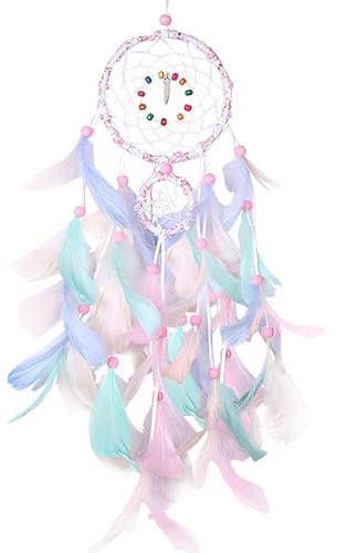 Dream Catcher Decorative Mobiles Handmade Dream Catchers Handmade Feather Dream Catcher,Handmade Pearl Boho Woven Art Ornament Craft for Home Office Wall Window Door Decor Birthday Gift