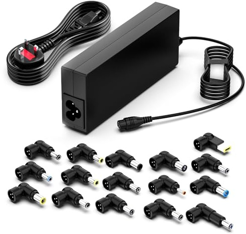 Etssembo 65W Universal Laptop Charger Compatible with HP Dell Lenovo UK | Compatible with HP, Dell, Lenovo, ASUS, Acer, Toshiba, Sony, Samsung. 65W Universal Power Supply with 15 Tips, UK Plug