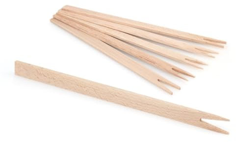 Metrie™ 100 Stück Buchenholz Grill-Holzgabeln | Ideal für umfangreiche Grillpartys und Festivals | Einweg, Nachhaltig & Naturbelassen | Hergestellt in Böhmen (EU)