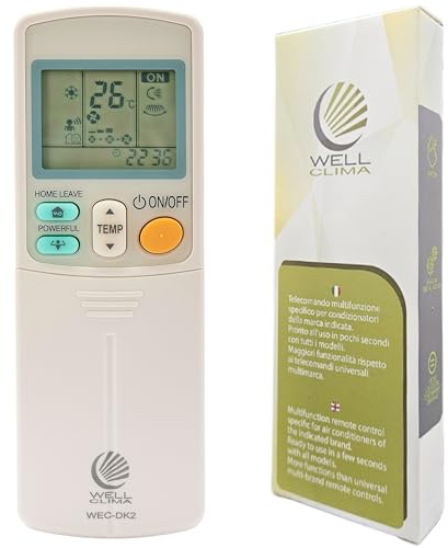 Wellclima Mando a Distancia Universal para Aire Acondicionado Daikin, Compatibilidad Garantizada, Similar al Original hasta 5 Velocidades de Ventilador, Instrucciones en 6 Idiomas, Asistencia Directa