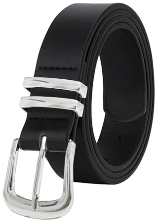 JNTMIKUN Cintura da Donna Cinture in Pelle PU con Fibbia in Lega per Jeans Vestito, Nero , 100cm ( passform taille 63 -76cm )