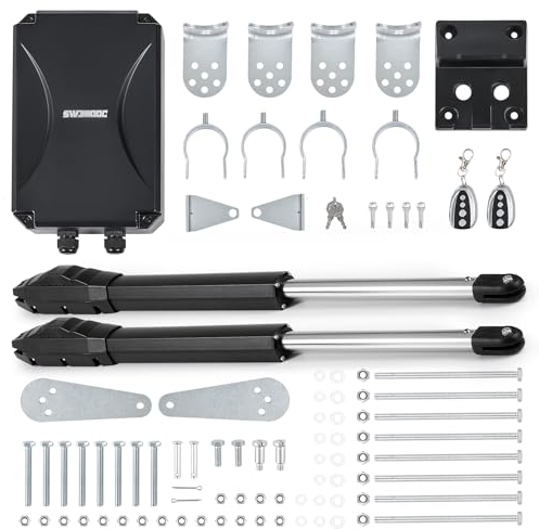 CO-Z Motore Cancello Battente 2 Ante 80W Automazione Cancello Battente con 2 Telecomandi per Porte Fino 800kg 6m Cancello Automatico Battente Compatibile con Batteria Solare