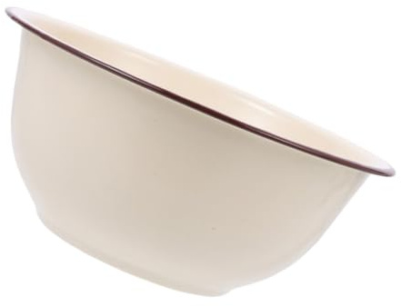 TOPBATHY Retro Emaille Waschbecken 2650ml Tiefe Emaillierte Suppenschüssel aus Langlebigem Emaille Einfache Handhabung zum Mischen und Aufbewahren von Salaten in Küche