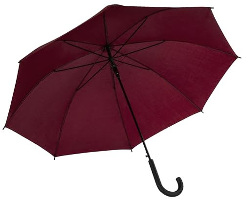 Idena 50110 - Parapluie à canne en bordeaux avec diamètre 100 cm, parapluie à ouverture automatique et poignée Soft-Touch, longueur env. 88 cm