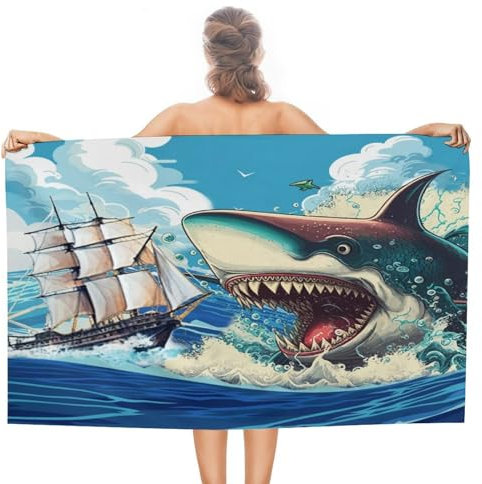 Strandtücher, Lustige Nautische Tierwelt Duschtuch Tragbares Reisehandtuch Mikrofaser Beach Towel Für Camping Reisen Spa 80X130Cm