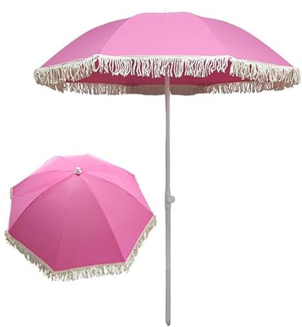 Parasol hawaïen de 140 cm, Parapluie de Jardin rétro à Pompons, Pare-Soleil et imperméable, élégant et Beau, adapté à la Plage, à la Cour, au Jardin, Parasol de Plage Rond, sans Base