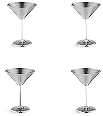 Runioney Set di Bicchieri da Martini in Acciaio Inossidabile da 4,8 Once, Bicchieri da Cocktail in Metallo, Infrangibili, Durevoli, Finitura Lucida a Specchio