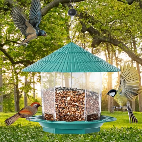 Jieayhiu Vogelfutterhaus zum Aufhängen, Vogelfutterspender Wetterfest mit Anti-sturz Kordelstopper, Futterhaus für Vögel Hängend Vogelfutterstation Vogelhäuschen Vogelhaus zum Aufhängen