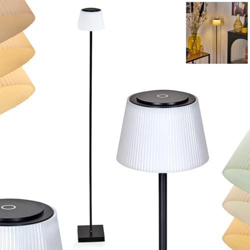 HOFSTEIN LED Stehleuchte Longchamps, Stehlampe aus Metall/Kunststoff in Schwarz/Weiß, Leuchte im modernen Design, 119,5cm, Akku, Touchdimmer, CCT, Wohnzimmer, Schlafzimmer, Terrasse, Balkon, Garten