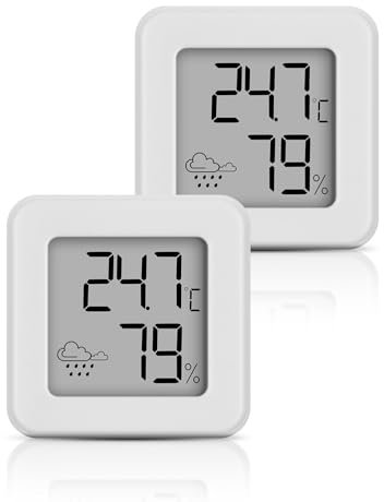 Mini Igrometro Termometro per interni, monitor della temperatura ambiente e misuratore di umidità Misuratore di temperatura e umidità, termometro d'atmosfera (bianco-2 pezzi)