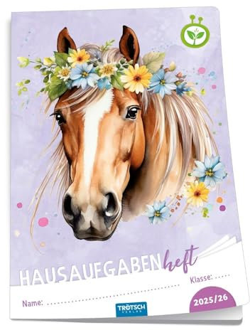 TRÖTSCH - Jahresbezogenes Hausaufgabenheft Grundschule Pferd 25/26: Planer Schülerkalender Hausaufgabenheft Timer für die Grundschule