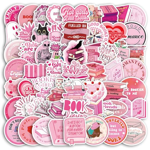 QUIIEOSKIA 120 Rosa Aufkleber, Aesthetic Kindle Aufkleber | für Wasserflaschen, Scrapbook, Journal, Laptop, Buchgeschenke für Frauen, Mädchen